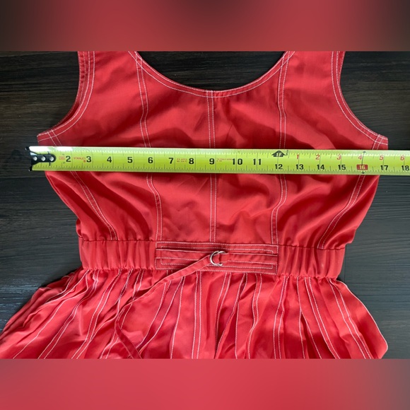 $495 Silk LOVEBIRDS Dress Contrast Stitching Orange Zipper Midi Dress Size Small - Picture 5 of 11